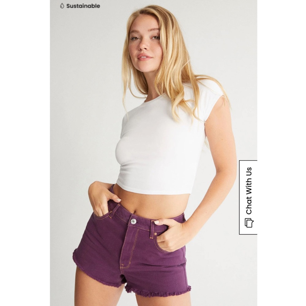 PacSun Violet/Burgundy High Rise Denim Shorts